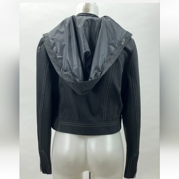 ELIE TAHARI Convertible Adriano Nylon TRENCH COAT ZIPS OFF 2 JACKET W/HOOD SZ L - Picture 5 of 5